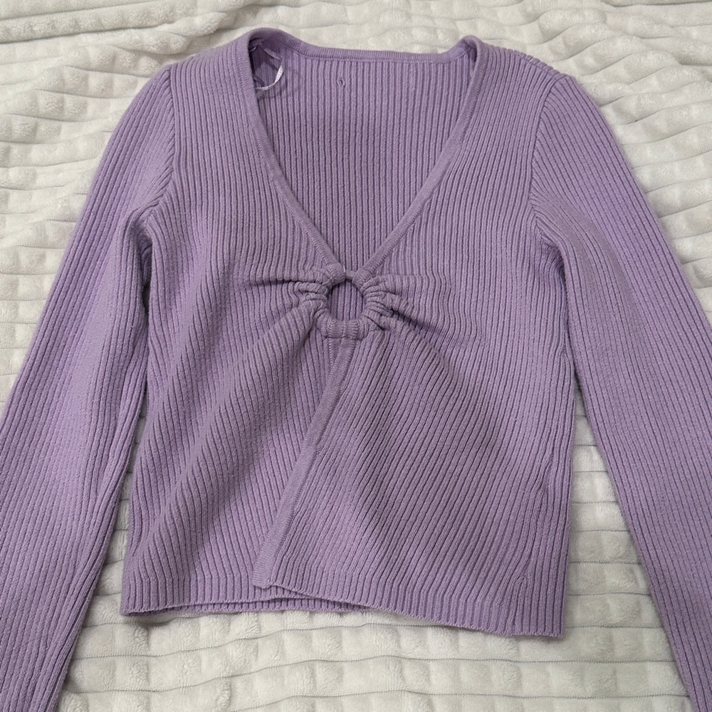 Aeropostale Ribbed Keyhole Cropped Flyaway Sweater